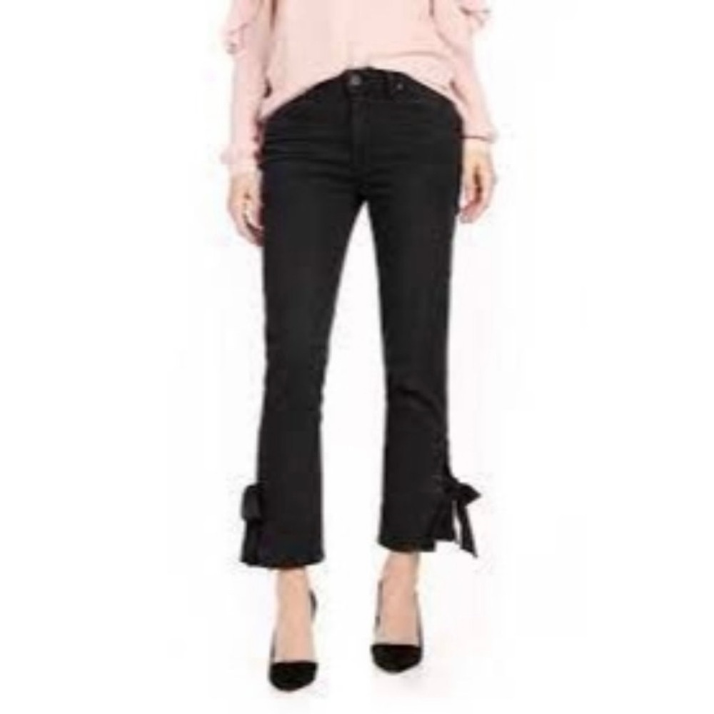 Paige Jacqueline Straight Bow Jean in Mystic Black